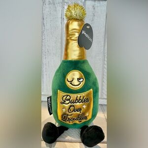 Punchkins Champagne Bottle Plush “Bubbles Over Troubles” Slogan NWT 21 Yrs. +